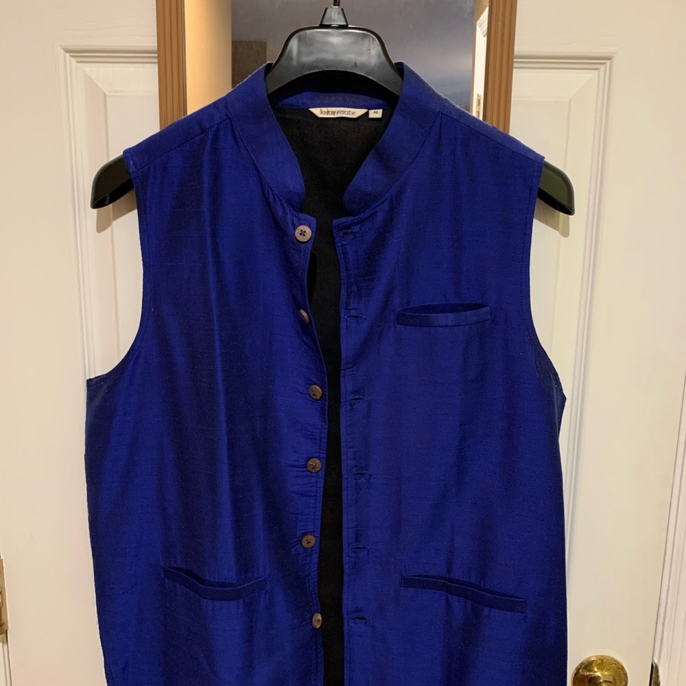 Elegant Blue Nehru Jacket with Mandarin Collar